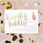 Brunch & Bubbly Watercolor Champagne Bridal Shower Invitation<br><div class="desc">Modern bridal shower invitations featuring gold hand-lettered calligraphy and a watercolor illustration of a champagne glass with pink champagne, heart-shaped and gold bubbles. On the back are watercolor hearts and engagement rings. Customize with your party details in modern typography aligned to the bottom right. Click on "Personalize" to get started....</div>