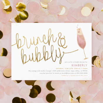 Brunch & Bubbly Watercolor Champagne Bridal Shower Invitation by Cali_Graphics at Zazzle