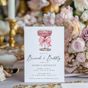 Brunch & Bubbly Watercolor Champagne Bridal Shower Invitation