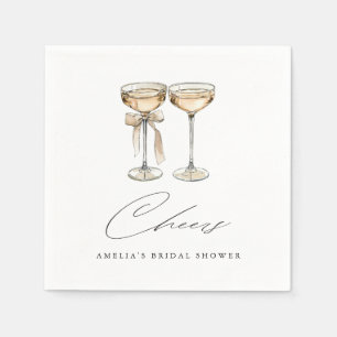 Brunch & Bubbly Watercolor Champagne Bridal Shower Napkins