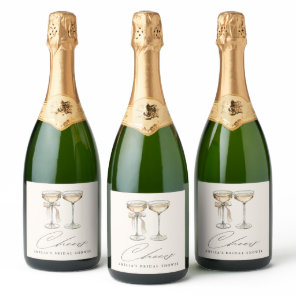 Brunch & Bubbly Watercolor Champagne Bridal Shower Sparkling Wine Label