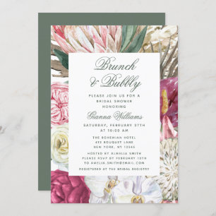 Brunch & Bubbly Watercolor Floral Bridal Shower Invitation