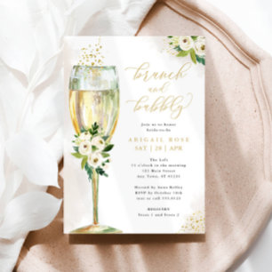 Brunch & Bubbly White Gold Bridal Shower Invitation