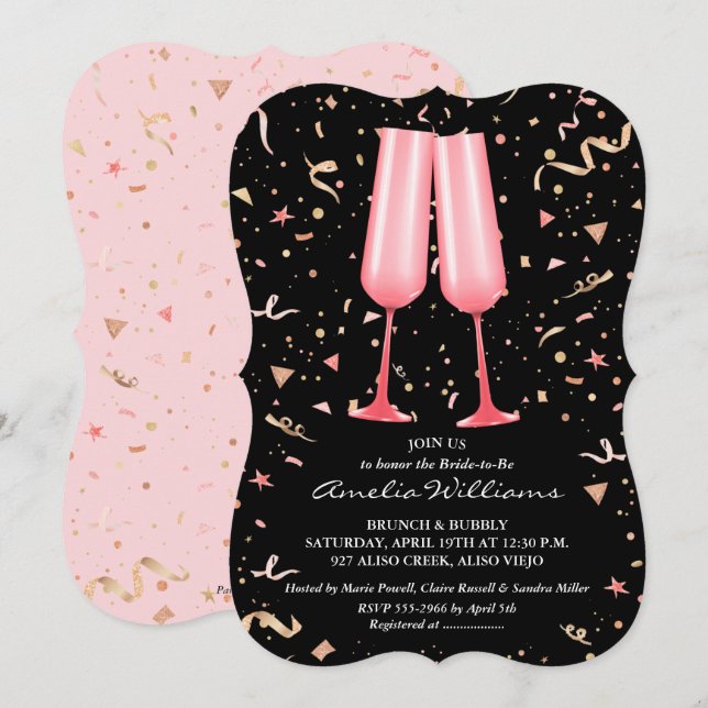 Brunch Champagne Bridal Shower Invitations (Front/Back)