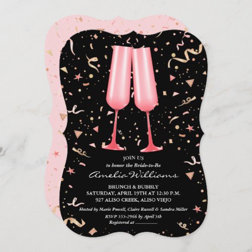Brunch Champagne Bridal Shower Invitations