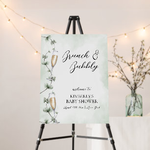 Brunch Champagne Greenery Baby Shower Welcome Sign
