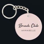 Brunch Club | Pink Name Modern Handwritten Script Keychain<br><div class="desc">Simple, stylish "Brunch Club" custom quote art design in modern mininalist handwritten script typography and a custom name field to add your name or the names of your brunch friends as a cute matching set or gift! Brunch is said to be originated in England in the late 19th century and...</div>