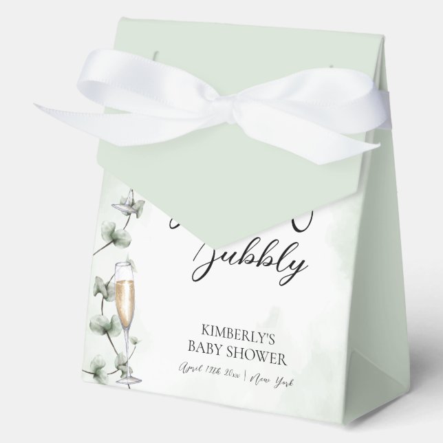 Brunch Eucalyptus Champagne Garden Baby Shower Favor Boxes (Front)