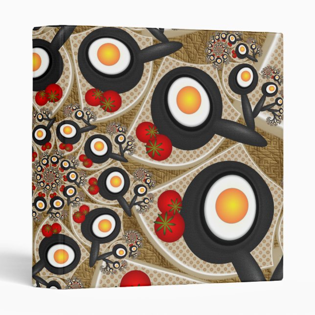 Brunch for Recipes, Funny Foods Fractal 3 Ring Binder (Front/Spine)