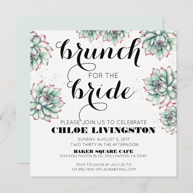 Brunch for the Bride Succulent Shower Invitation (Front/Back)