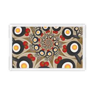 Brunch Fractal Art Funny Food, Tomatoes, Eggs Acrylic Tray
