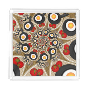 Brunch Fractal Art Funny Food, Tomatoes, Eggs Acrylic Tray