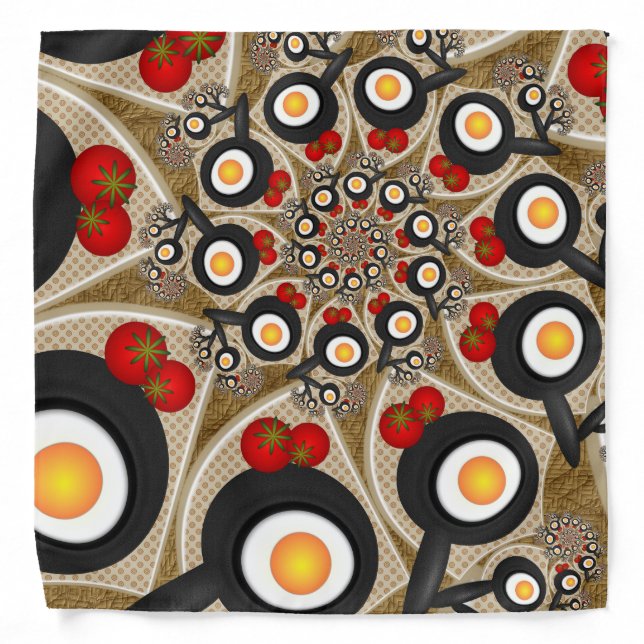 Brunch Fractal Art Funny Food, Tomatoes, Eggs Bandana (Front)