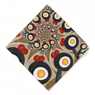 Brunch Fractal Art Funny Food, Tomatoes, Eggs Bandana