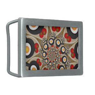 Brunch Fractal Art Funny Food, Tomatoes, Eggs Belt Buckle