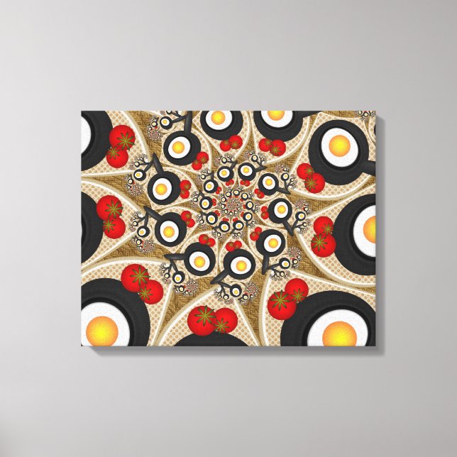Brunch Fractal Art Funny Food, Tomatoes, Eggs Canvas Print (Front)