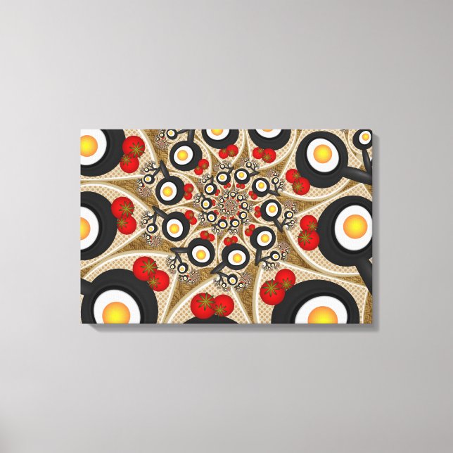 Brunch Fractal Art Funny Food, Tomatoes, Eggs Canvas Print (Front)