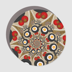 Brunch Fractal Art Funny Food, Tomatoes, Eggs Car Magnet