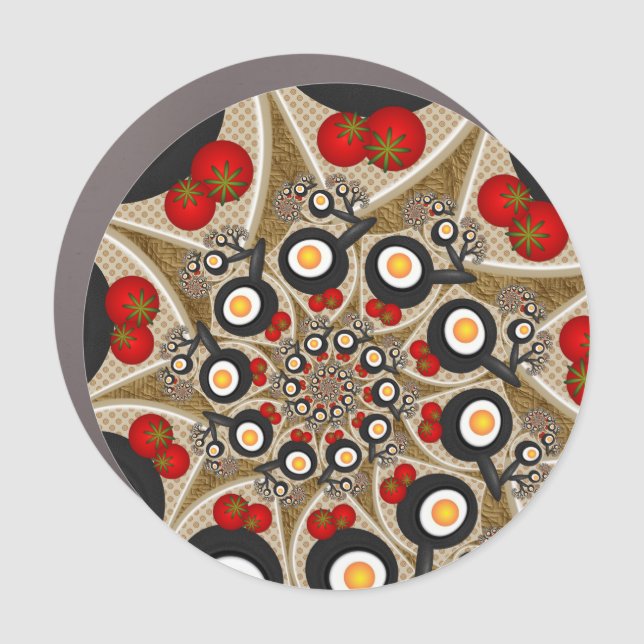 Brunch Fractal Art Funny Food, Tomatoes, Eggs Car Magnet (Front)