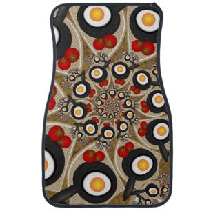 Brunch Fractal Art Funny Food, Tomatoes, Eggs Car Mat