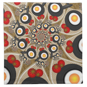 Brunch Fractal Art Funny Food, Tomatoes, Eggs Cloth Napkin