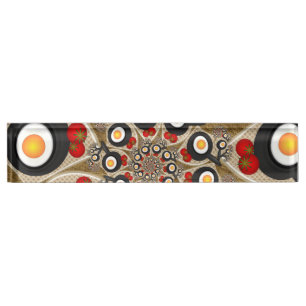 Brunch Fractal Art Funny Food, Tomatoes, Eggs Desk Name Plate