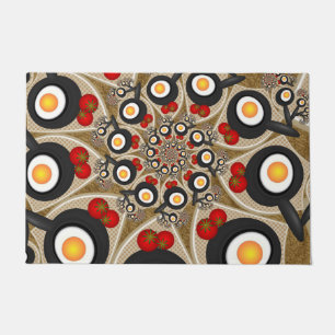 Brunch Fractal Art Funny Food, Tomatoes, Eggs Doormat