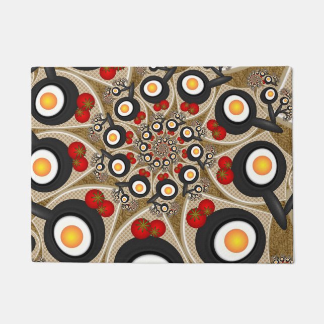 Brunch Fractal Art Funny Food, Tomatoes, Eggs Doormat (Front)