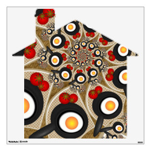 Brunch Fractal Art Funny Food, Tomatoes, Eggs Home Wall Decal