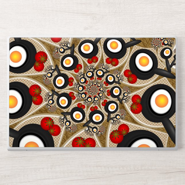 Brunch Fractal Art Funny Food, Tomatoes, Eggs HP Laptop Skin (Front)