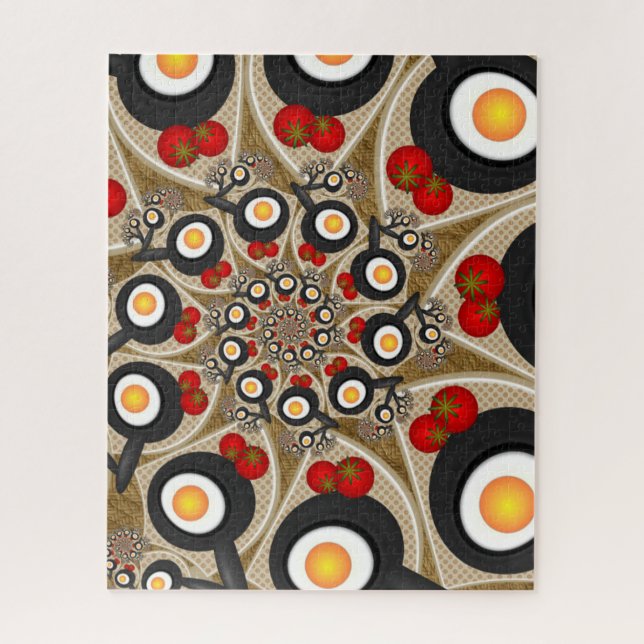 Brunch Fractal Art Funny Food, Tomatoes, Eggs Jigsaw Puzzle (Vertical)