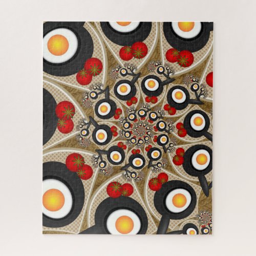 Brunch Fractal Art Funny Food Tomatoes Eggs Jigsaw Puzzle