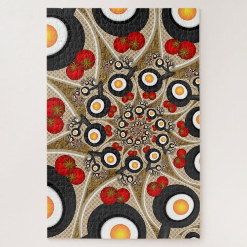 Brunch Fractal Art Funny Food Tomatoes Eggs Jigsaw Puzzle