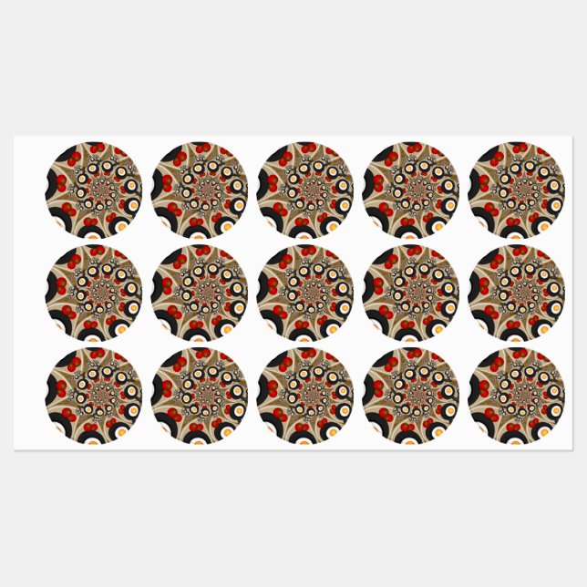 Brunch Fractal Art Funny Food, Tomatoes, Eggs Labels (Sheet)