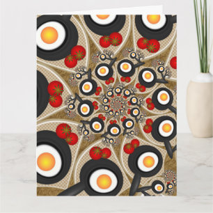 Brunch Fractal Art Funny Food, Tomatoes, Eggs Letterpress Thank You Card