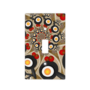 Brunch Fractal Art Funny Food, Tomatoes, Eggs Light Switch Cover