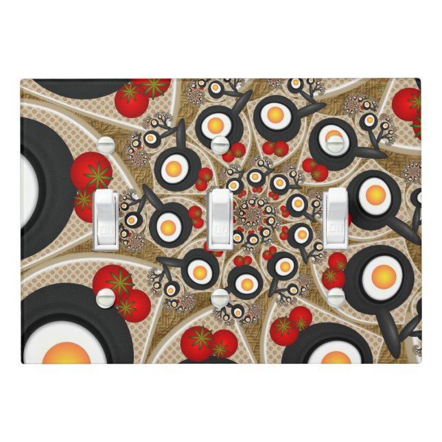 Brunch Fractal Art Funny Food, Tomatoes, Eggs Light Switch Cover (In Situ)