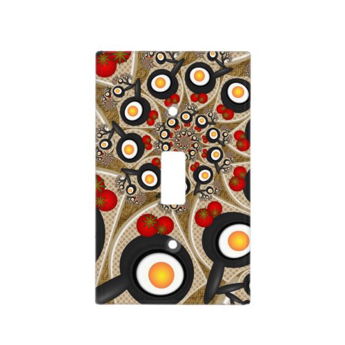 Brunch Fractal Art Funny Food Tomatoes Eggs Light Switch Cover