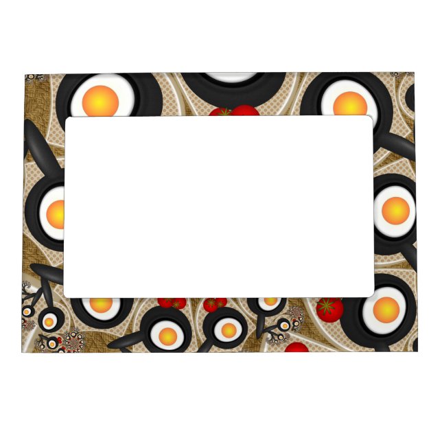 Brunch Fractal Art Funny Food, Tomatoes, Eggs Magnetic Frame (Front)