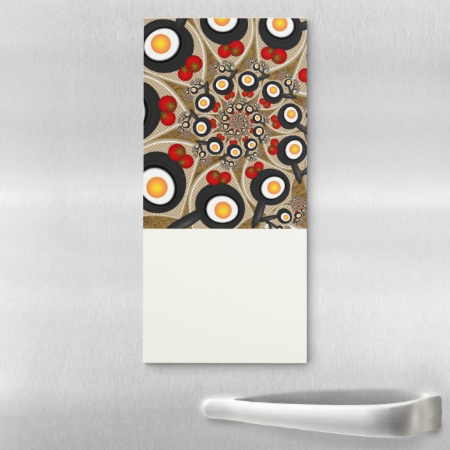 Brunch Fractal Art Funny Food, Tomatoes, Eggs Magnetic Notepad (In Situ)