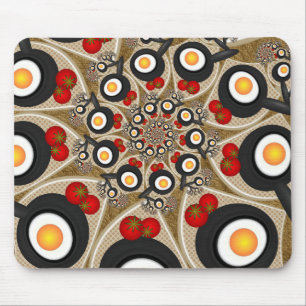 Brunch Fractal Art Funny Food, Tomatoes, Eggs Mouse Pad