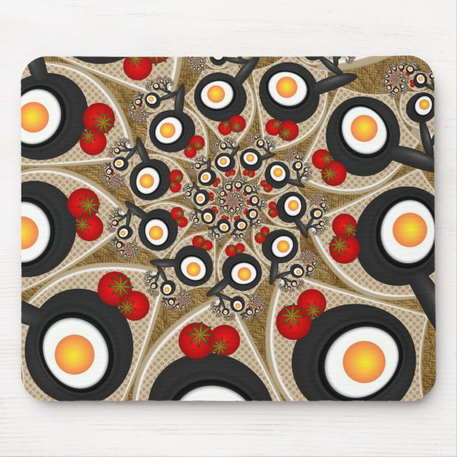 Brunch Fractal Art Funny Food, Tomatoes, Eggs Mouse Pad (Front)