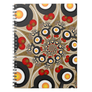 Brunch Fractal Art Funny Food, Tomatoes, Eggs Notebook