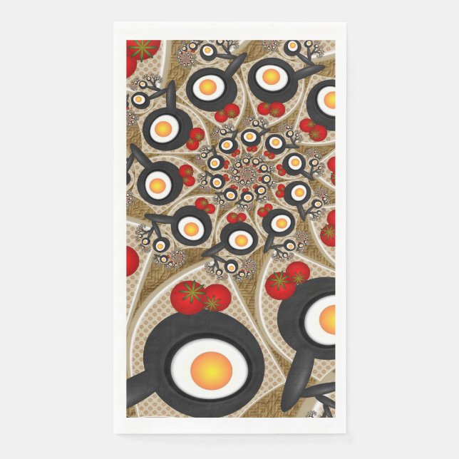 Brunch Fractal Art Funny Food, Tomatoes, Eggs Paper Guest Towels (Front)