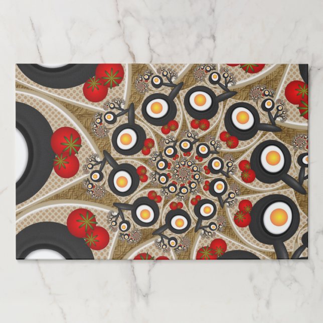 Brunch Fractal Art Funny Food, Tomatoes, Eggs Paper Pad (Front)