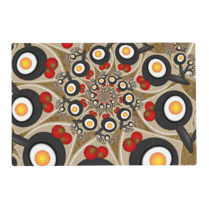 Brunch Fractal Art Funny Food, Tomatoes, Eggs Placemat