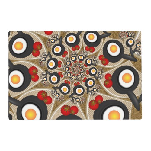 Brunch Fractal Art Funny Food Tomatoes Eggs Placemat