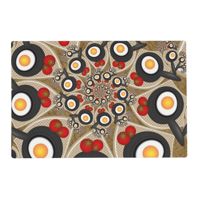 Brunch Fractal Art Funny Food, Tomatoes, Eggs Placemat (Front)