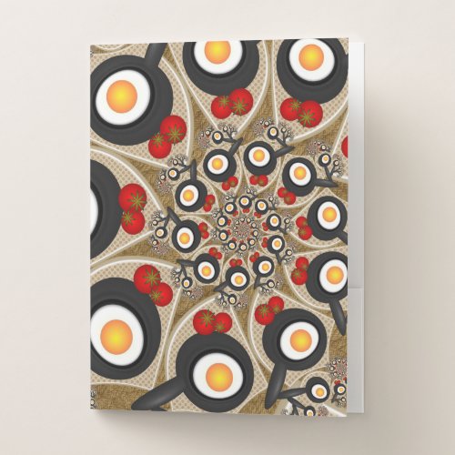 Brunch Fractal Art Funny Food Tomatoes Eggs Pocket Folder