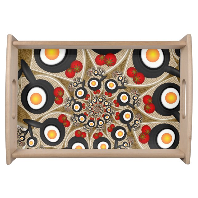 Brunch Fractal Art Funny Food, Tomatoes, Eggs Serving Tray (Front)